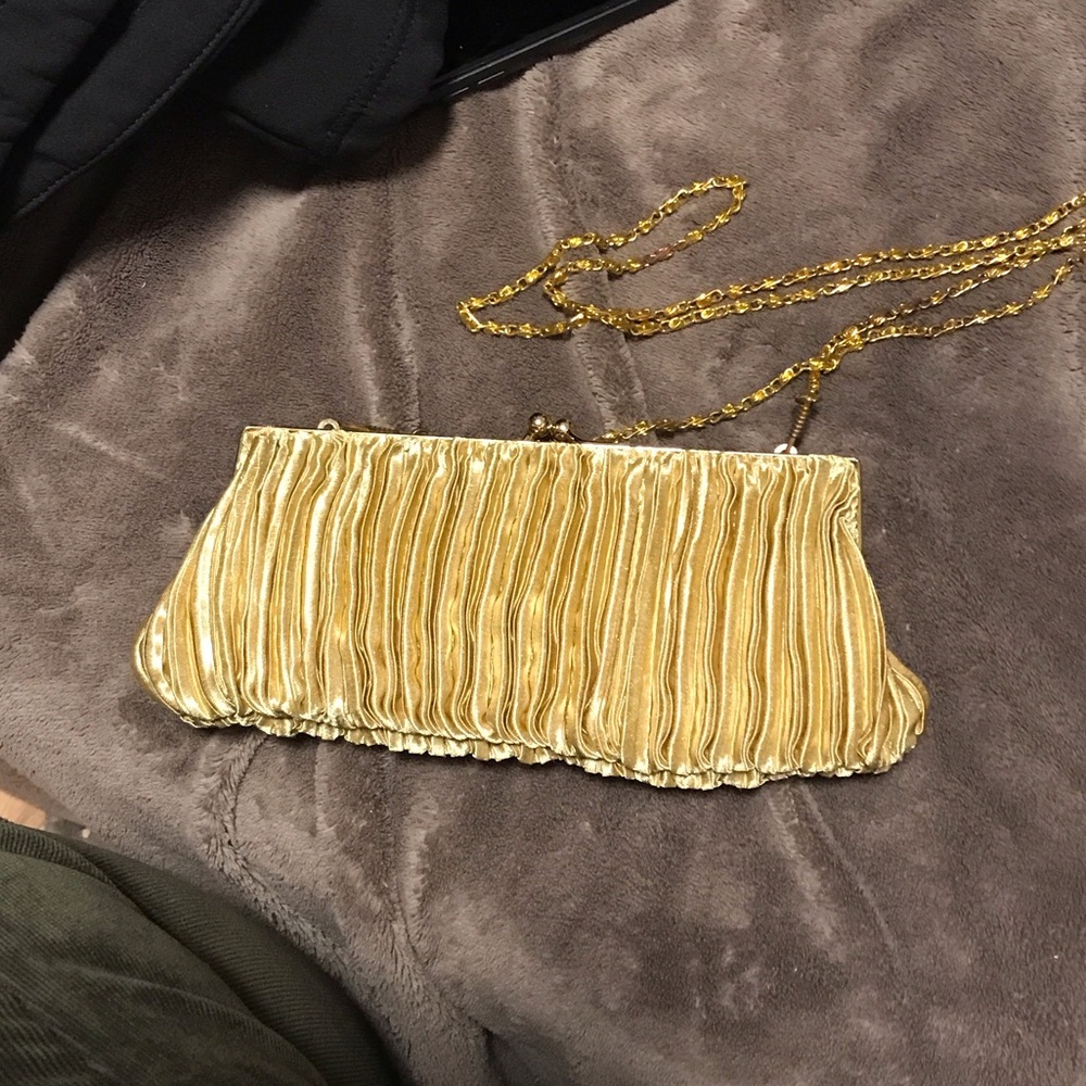 Chic Gold Pleated Clutch